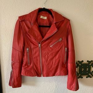 Zadig and Voltaire Red Leather Moto Jacket